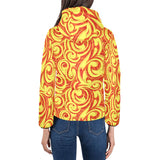 Fire flame design pattern Women's Padded Hooded Jacket