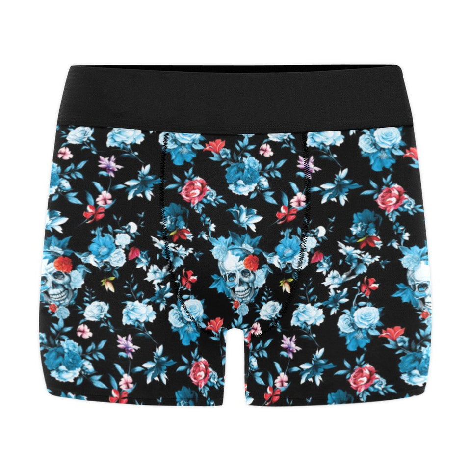 Skull flower roses leave pattern Men's All Over Print Boxer Briefs Men's Underwear