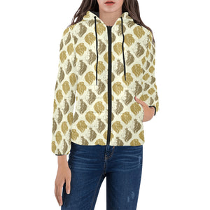 Lion Pattern Print Design 02 Women's Padded Hooded Jacket