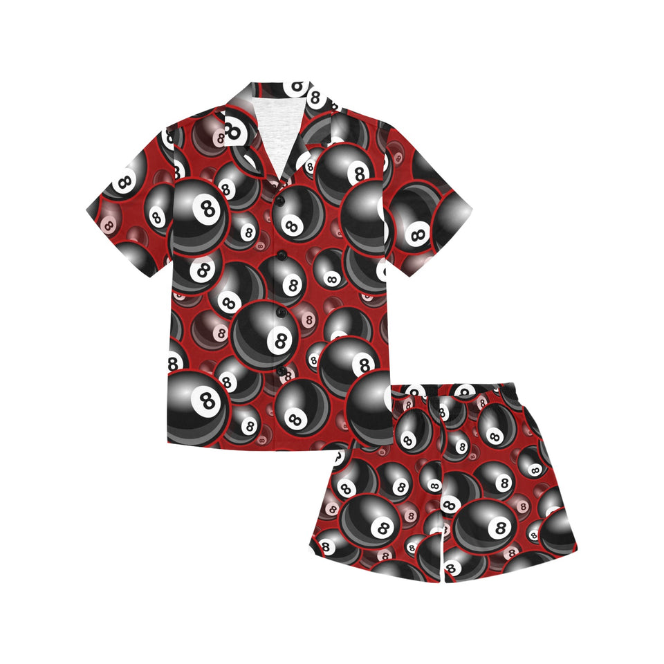 Billiard Ball Pattern Print Design 05 Kids' Boys' Girls' V-Neck Short Pajama Set