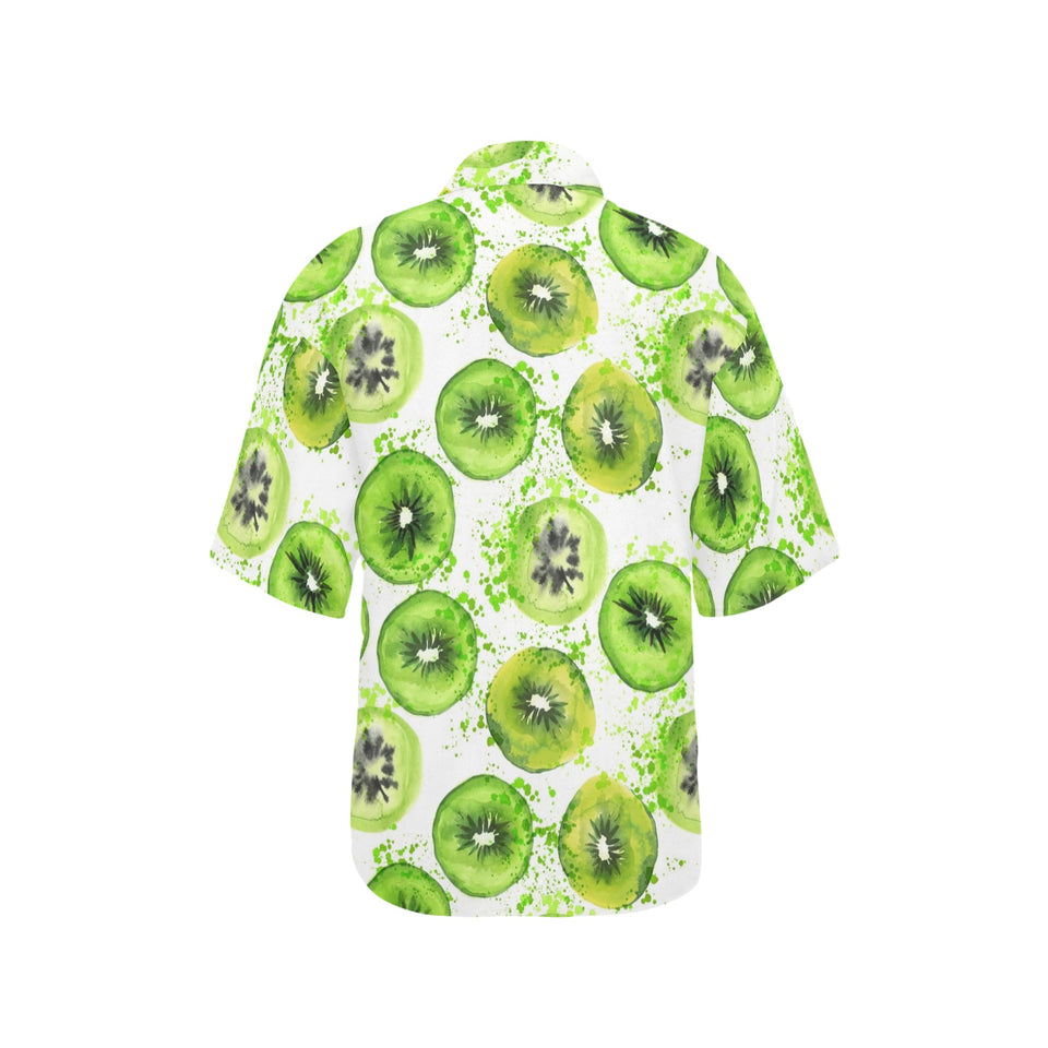 Watercolor kiwi pattern Women's All Over Print Hawaiian Shirt