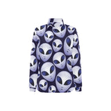 Alien Pattern Print Design 01 Women's Long Sleeve Polo Shirt
