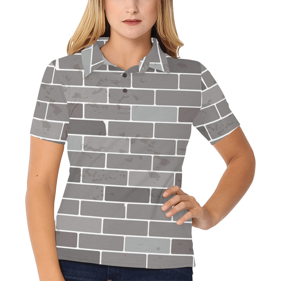 Brick Printed Pattern Print Design 05 Women's All Over Print Polo Shirt
