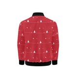Christmas tree star snow red background Kids' Boys' Girls' Bomber Jacket