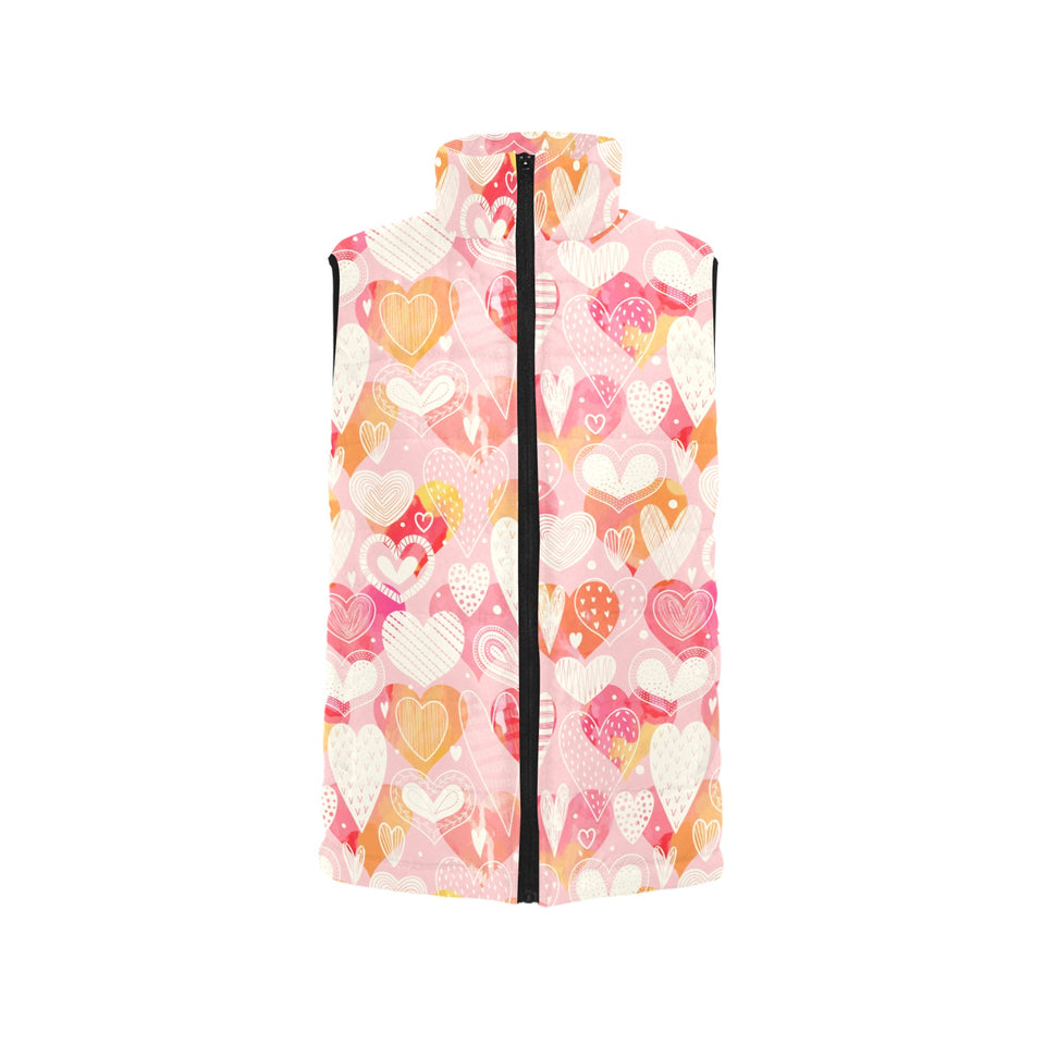 Hand drawn heart design pattern Women's Padded Vest