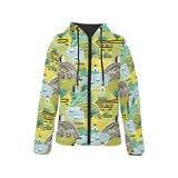 Hand drawn windmill pattern Women's Padded Hooded Jacket