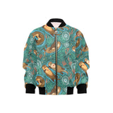 cute brown sea otters ornamental seaweed corals gr Kids' Boys' Girls' Bomber Jacket