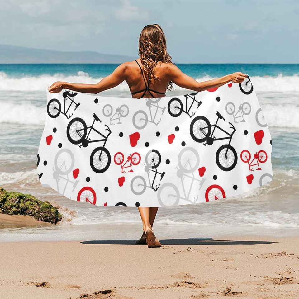 Bicycle Pattern Print Design 04 Beach Towel
