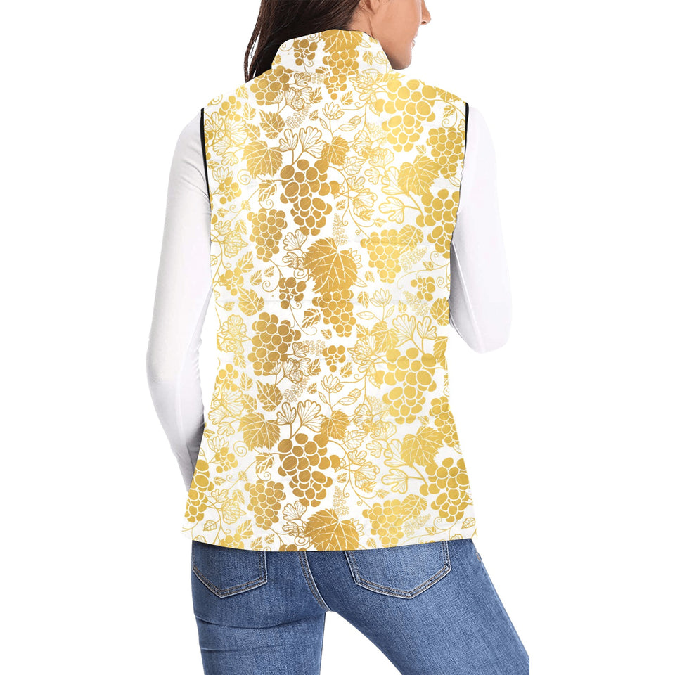 Gold grape pattern Women's Padded Vest