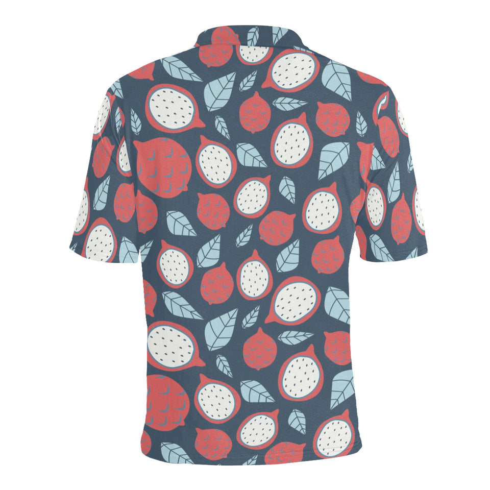 dragon fruits dark blue background Men's All Over Print Polo Shirt