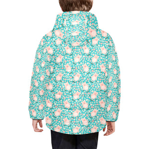 Pig Pattern Print Design 01 Kids' Boys' Girls' Padded Hooded Jacket