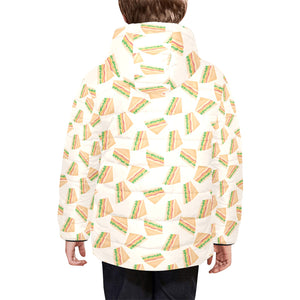 Sandwich Pattern Print Design 01 Kids' Boys' Girls' Padded Hooded Jacket