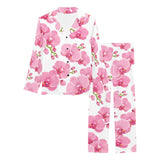 pink purple orchid pattern background Women's Long Pajama Set