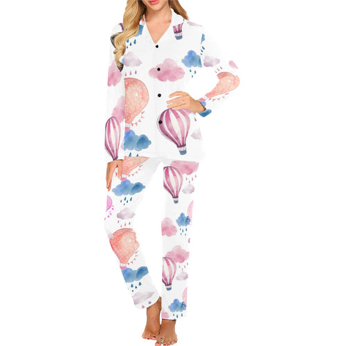 Watercolor air balloon cloud pattern Women's Long Pajama Set