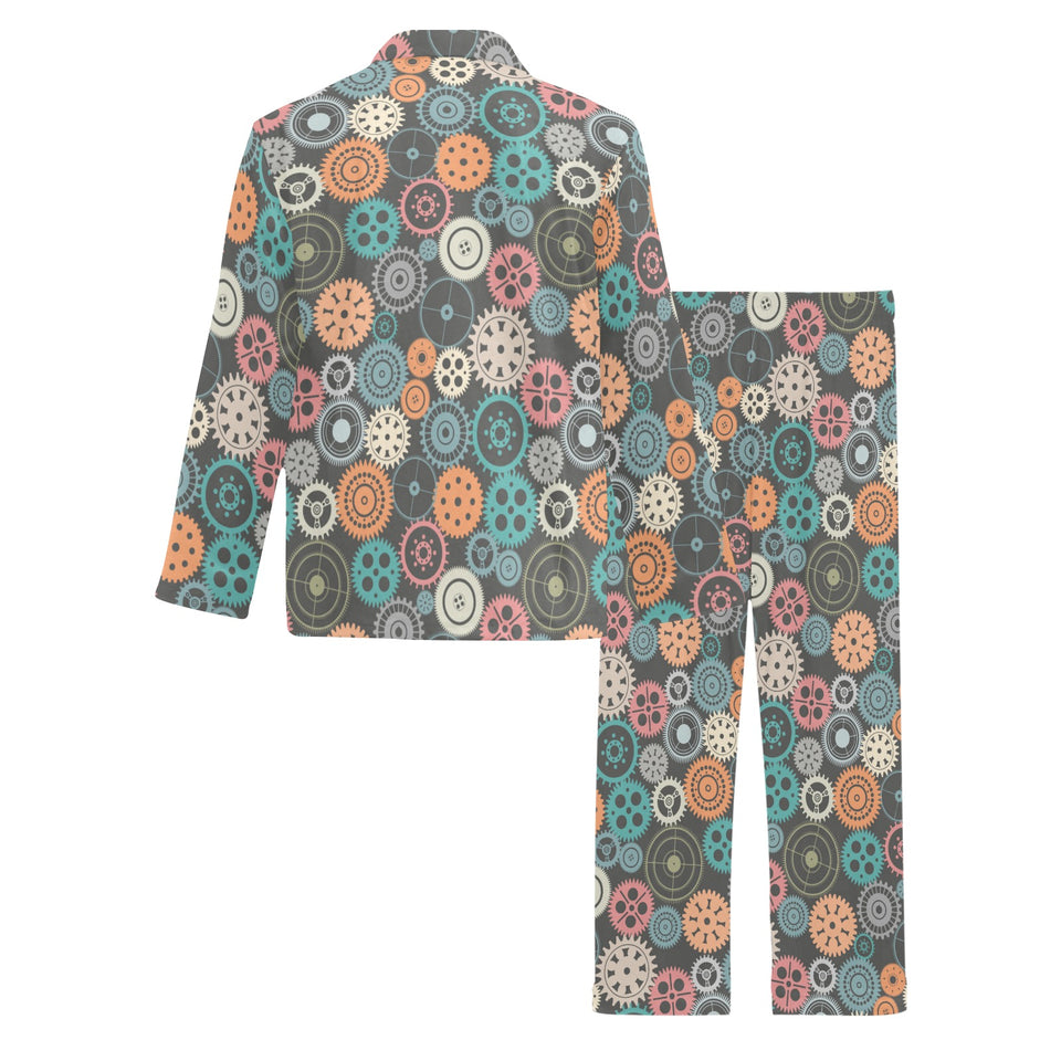 Gear Pattern Print Design 05 Men's Long Pajama Set