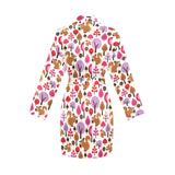 Squirrel Pattern Print Design 02 Women's Long Sleeve Belted Night Robe