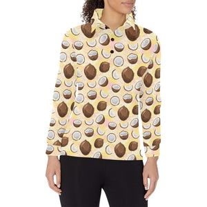 Coconut Pattern Print Design 05 Women's Long Sleeve Polo Shirt