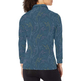 Swordfish Pattern Print Design 02 Women's Long Sleeve Polo Shirt
