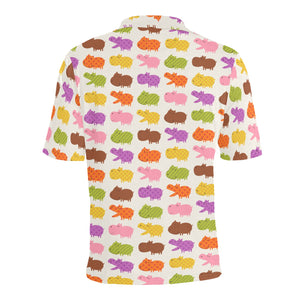 Hippopotamus Pattern Print Design 01 Men's All Over Print Polo Shirt