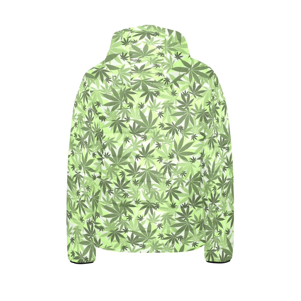 Canabis Marijuana Weed Pattern Print Design 01 Kids' Boys' Girls' Padded Hooded Jacket