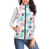 Toucan tropical flower leave pattern Women's Padded Vest