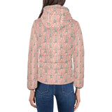 Eiffel Tower Flower Pattern Design 03 Women's Padded Hooded Jacket