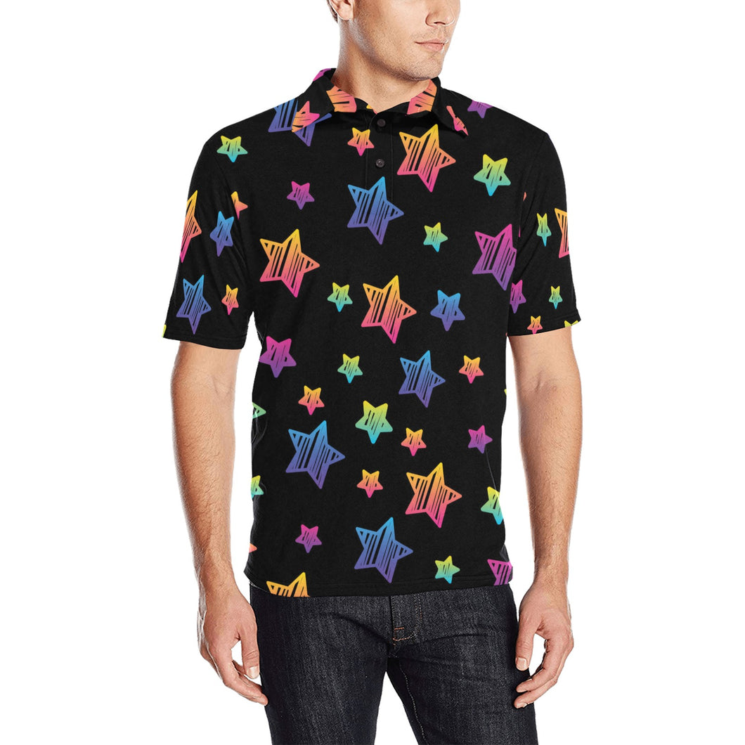 Colorful star pattern Men's All Over Print Polo Shirt