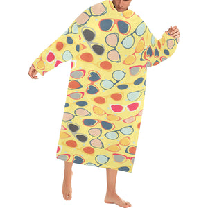 Sun Glasses Pattern Print Design 05 Blanket Robe with Sleeves