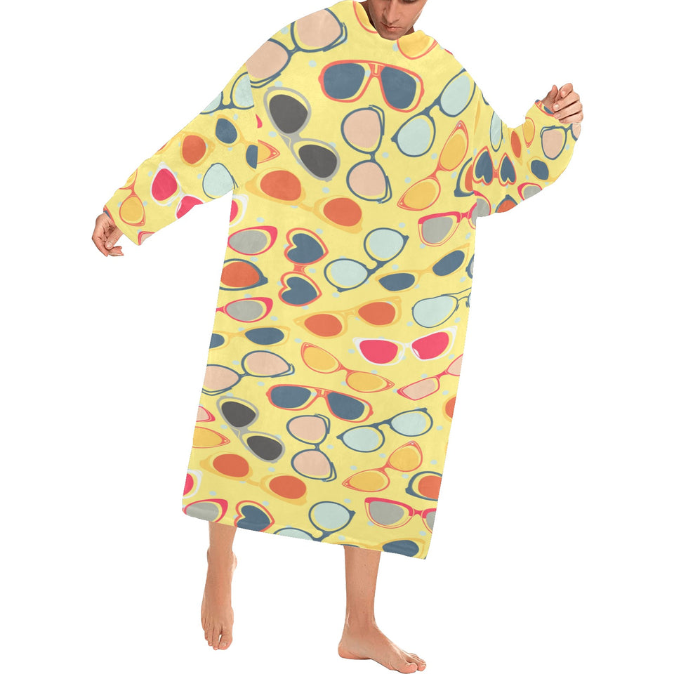 Sun Glasses Pattern Print Design 05 Blanket Robe with Sleeves