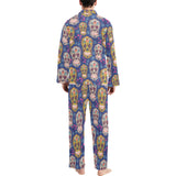 Sugar skull flower pattern Men's Long Pajama Set