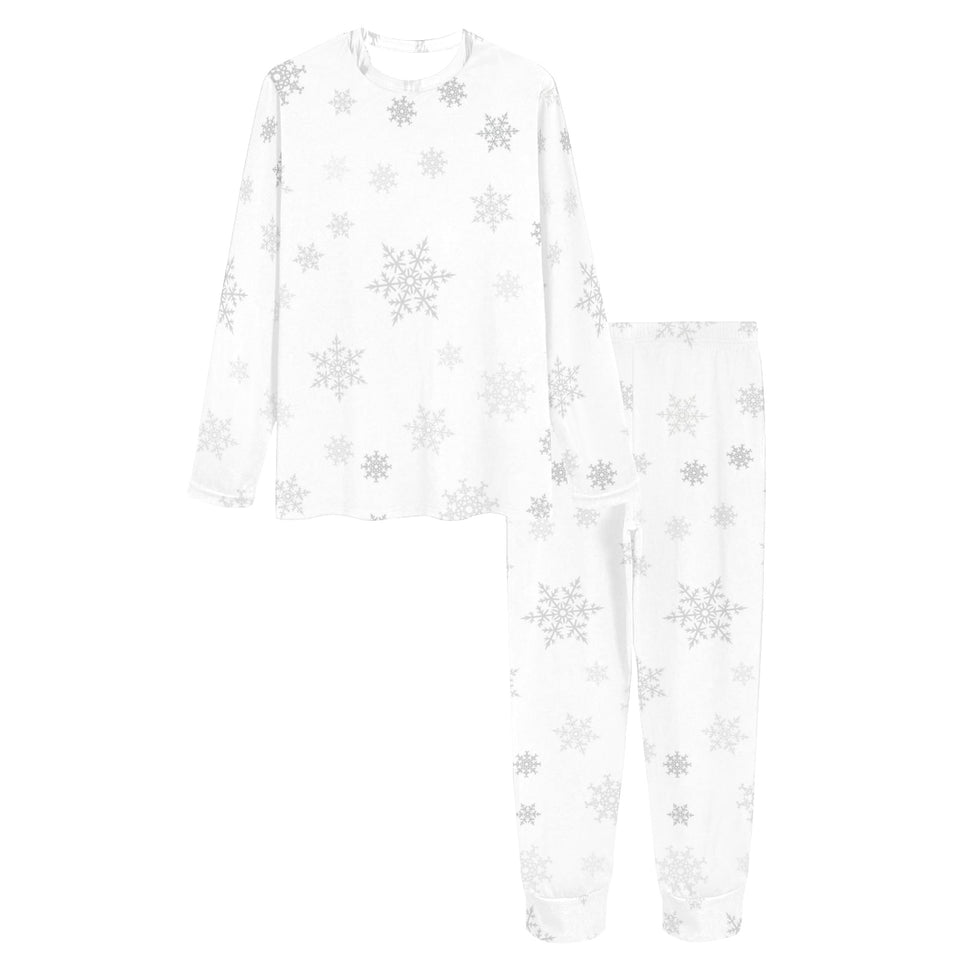 Snowflake pattern white background Women's All Over Print Pajama Set