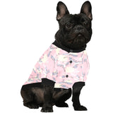 Japanese crane rose pattern All Over Print Pet Dog Round Neck Fuzzy Shirt