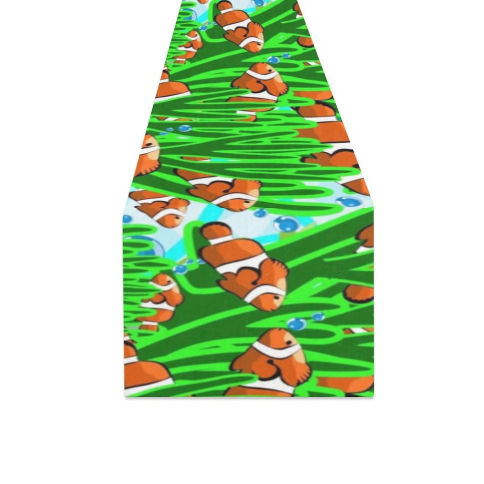 Clown Fish Pattern Print Design 01 Table Runner