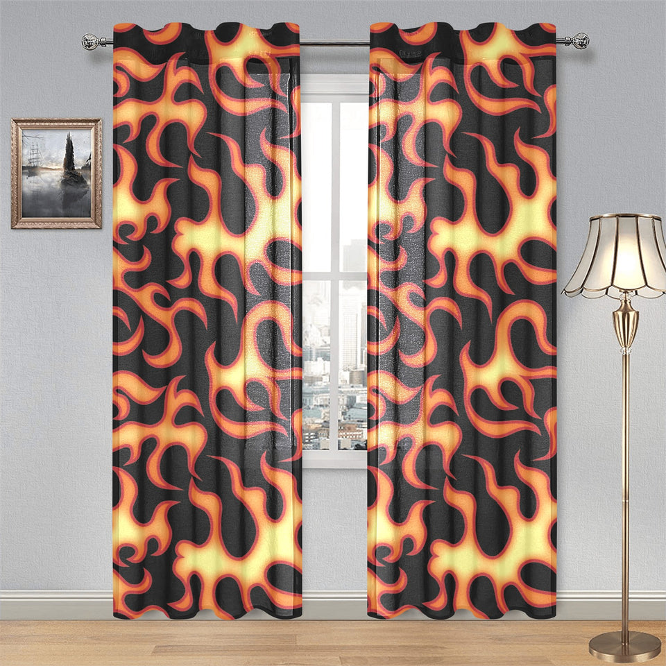 Fire flame dark pattern Gauze Curtain