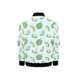 Durian pattern blue background Kids' Boys' Girls' Bomber Jacket