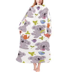 Cute koalas teapots tea Blanket Robe with Sleeves