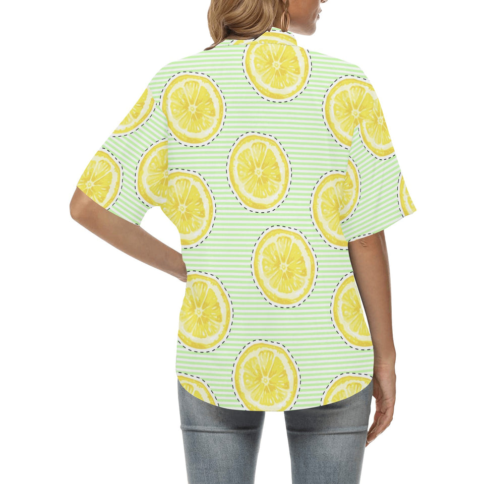 slice of lemon pattern Women's All Over Print Hawaiian Shirt