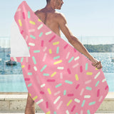 Pink donut glaze candy pattern Beach Towel