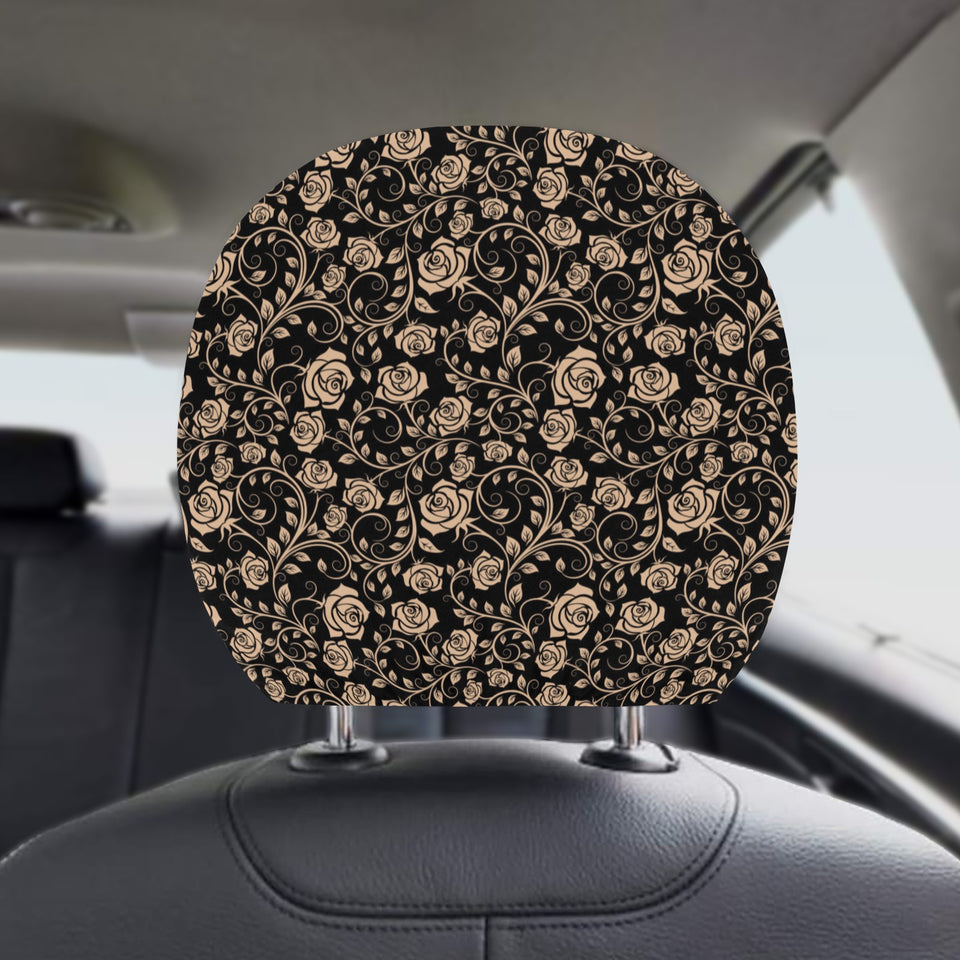 Rose Pattern Print Design 04 Car Headrest Cover