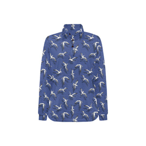 Seagull Pattern Print Design 03 Women's Long Sleeve Polo Shirt