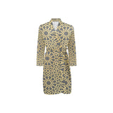 arabic star gold pattern Men's Long Sleeve Belted Night Robe