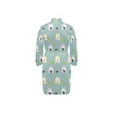 Cute hamster cheese pattern Men's Long Sleeve Belted Night Robe