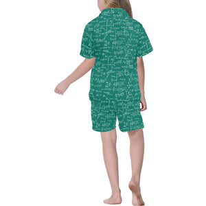 Math Pattern Print Design 01 Kids' Boys' Girls' V-Neck Short Pajama Set