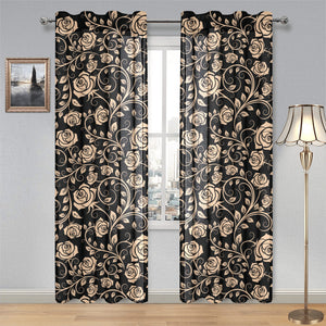 Rose Pattern Print Design 04 Gauze Curtain