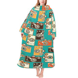 Camera Pattern Print Design 03 Blanket Robe with Sleeves