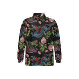 Dragons flower pattern Men's Long Sleeve Polo Shirt