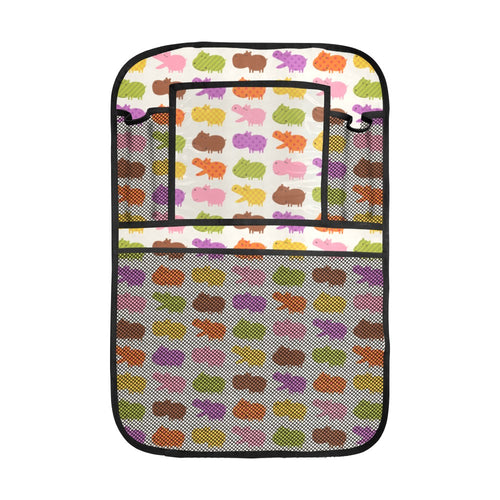 Hippopotamus Pattern Print Design 01 Car Seat Back Organizer