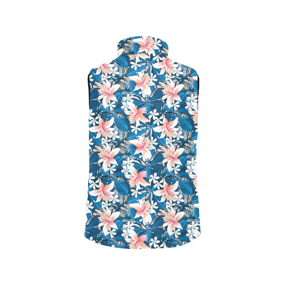Hibiscus Pattern Print Design 02 Men's Padded Vest