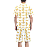 Pancake Pattern Print Design 03 Men's V-Neck Short Pajama Set