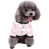 Japanese crane rose pattern All Over Print Pet Dog Round Neck Fuzzy Shirt